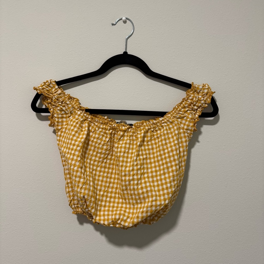 Brandy Melville Gingham Off the Shoulder Top